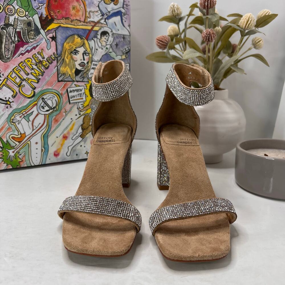 Jeffrey Campbell Klarissa Chunky Block Heel Ankle Strap Champagne Women's 7